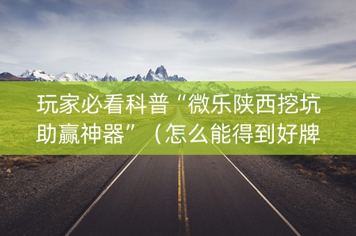 玩家必看科普“微乐陕西挖坑助赢神器”（怎么能得到好牌)