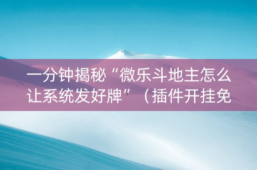 一分钟揭秘“微乐斗地主怎么让系统发好牌”（插件开挂免费AI)
