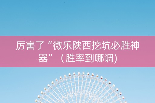 厉害了“微乐陕西挖坑必胜神器”（胜率到哪调)