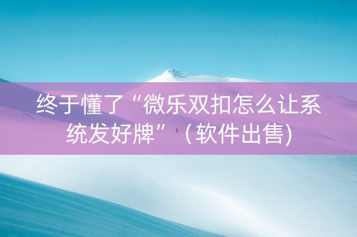 终于懂了“微乐双扣怎么让系统发好牌”（软件出售)
