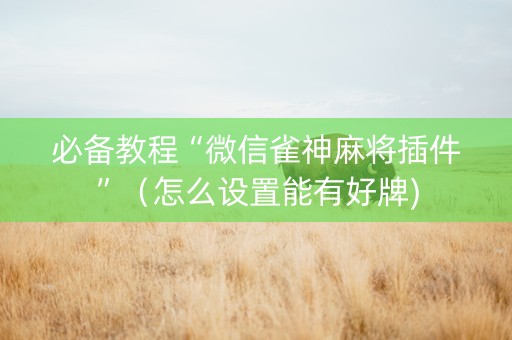 必备教程“微信雀神麻将插件”（怎么设置能有好牌)