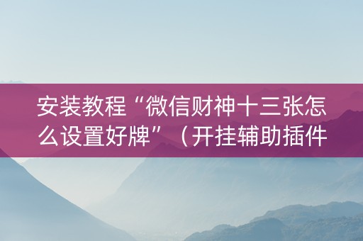 安装教程“微信财神十三张怎么设置好牌”（开挂辅助插件)