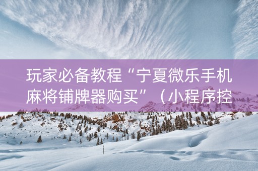 玩家必备教程“宁夏微乐手机麻将铺牌器购买”（小程序控牌器)