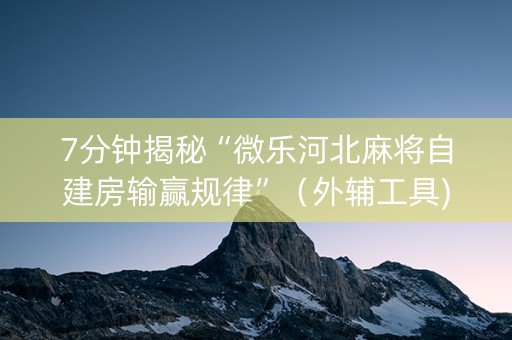 7分钟揭秘“微乐河北麻将自建房输赢规律”（外辅工具)