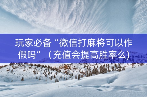 玩家必备“微信打麻将可以作假吗”（充值会提高胜率么)