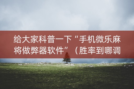 给大家科普一下“手机微乐麻将做弊器软件”（胜率到哪调)