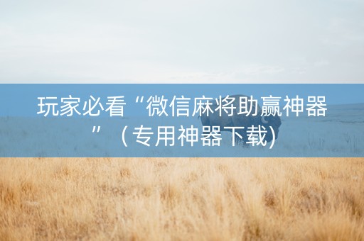 玩家必看“微信麻将助赢神器”（专用神器下载)