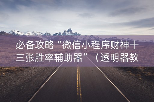 必备攻略“微信小程序财神十三张胜率辅助器”（透明器教程)