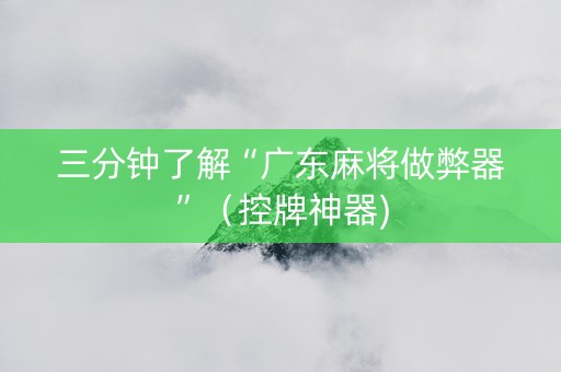 三分钟了解“广东麻将做弊器”（控牌神器)