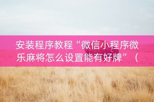 安装程序教程“微信小程序微乐麻将怎么设置能有好牌”（自建房胜负规律)