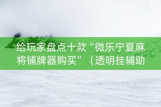 给玩家盘点十款“微乐宁夏麻将铺牌器购买”（透明挂辅助器)