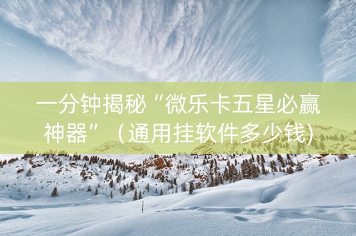 一分钟揭秘“微乐卡五星必赢神器”（通用挂软件多少钱)