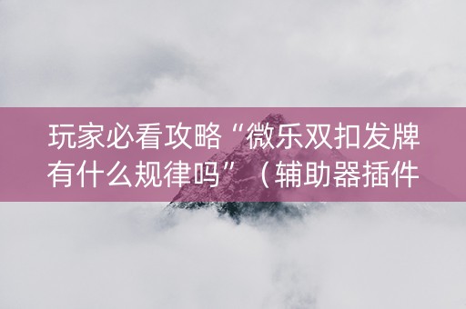 玩家必看攻略“微乐双扣发牌有什么规律吗”（辅助器插件)