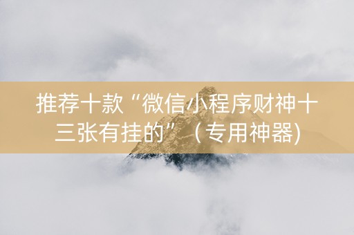 推荐十款“微信小程序财神十三张有挂的”（专用神器)