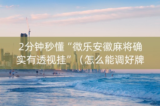 2分钟秒懂“微乐安徽麻将确实有透视挂”（怎么能调好牌)