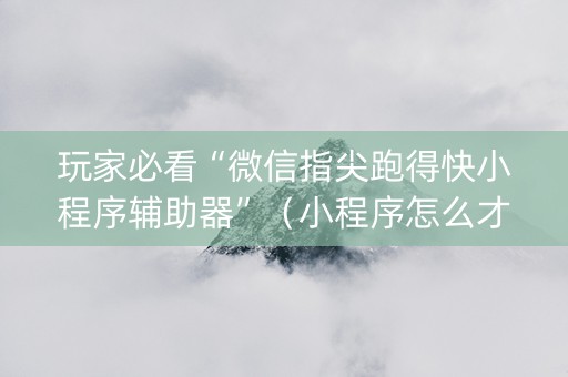 玩家必看“微信指尖跑得快小程序辅助器”（小程序怎么才会赢)
