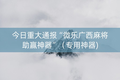 今日重大通报“微乐广西麻将助赢神器”（专用神器)