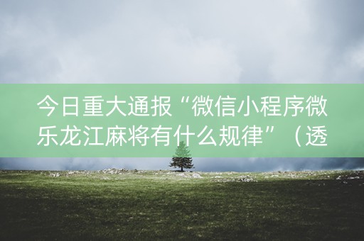 今日重大通报“微信小程序微乐龙江麻将有什么规律”（透明挂辅助器)
