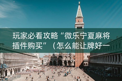 玩家必看攻略“微乐宁夏麻将插件购买”（怎么能让牌好一点)