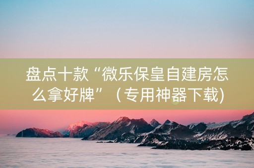 盘点十款“微乐保皇自建房怎么拿好牌”（专用神器下载)