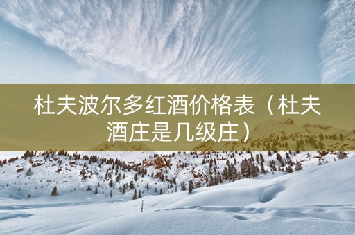 杜夫波尔多红酒价格表（杜夫酒庄是几级庄）