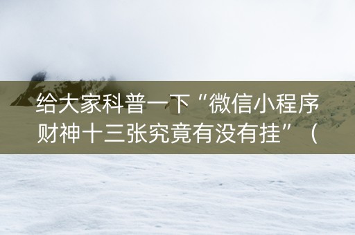给大家科普一下“微信小程序财神十三张究竟有没有挂”（小程序必赢神器)