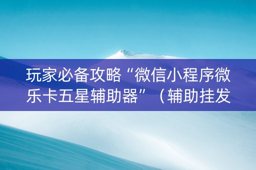 玩家必备攻略“微信小程序微乐卡五星辅助器”（辅助挂发牌规律)