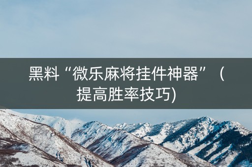 黑料“微乐麻将挂件神器”（提高胜率技巧)