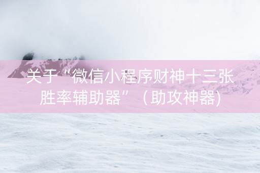 关于“微信小程序财神十三张胜率辅助器”（助攻神器)