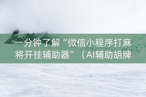 一分钟了解“微信小程序打麻将开挂辅助器”（AI辅助胡牌规则)