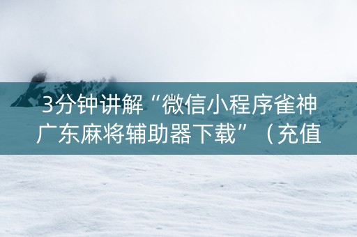 3分钟讲解“微信小程序雀神广东麻将辅助器下载”（充值会提高胜率么)