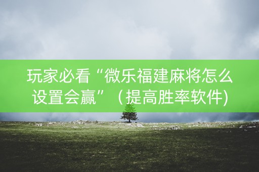 玩家必看“微乐福建麻将怎么设置会赢”（提高胜率软件)