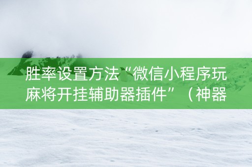 胜率设置方法“微信小程序玩麻将开挂辅助器插件”（神器通用版)