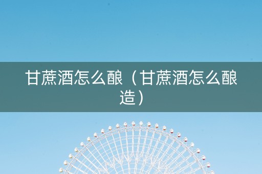 甘蔗酒怎么酿（甘蔗酒怎么酿造）