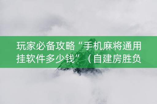 玩家必备攻略“手机麻将通用挂软件多少钱”（自建房胜负规律)