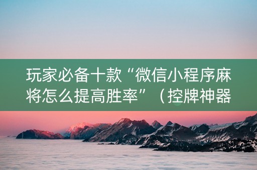 玩家必备十款“微信小程序麻将怎么提高胜率”（控牌神器)