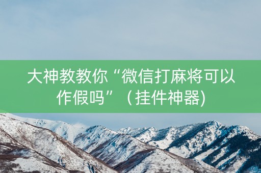 大神教教你“微信打麻将可以作假吗”（挂件神器)