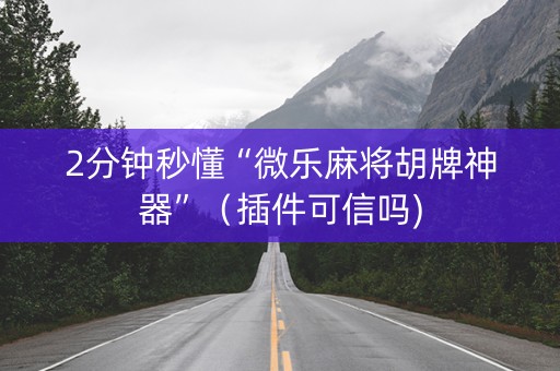 2分钟秒懂“微乐麻将胡牌神器”（插件可信吗)
