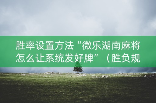 胜率设置方法“微乐湖南麻将怎么让系统发好牌”（胜负规律拿好牌)