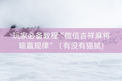 玩家必备教程“微信吉祥麻将输赢规律”（有没有猫腻)