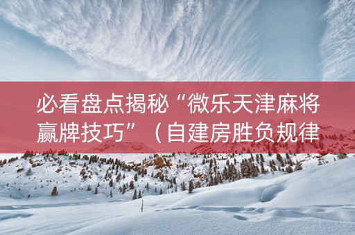 必看盘点揭秘“微乐天津麻将赢牌技巧”（自建房胜负规律)