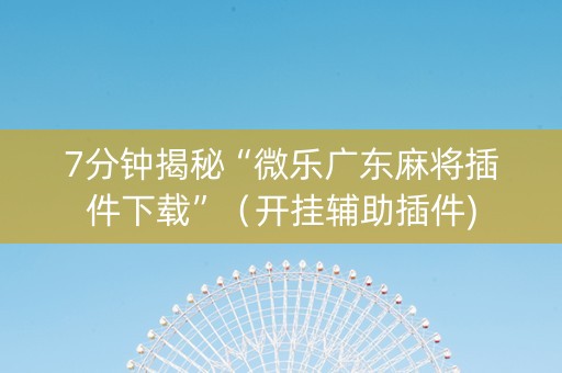 7分钟揭秘“微乐广东麻将插件下载”（开挂辅助插件)