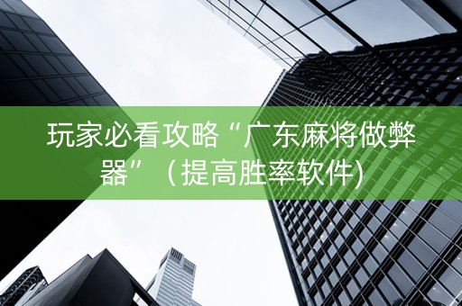 玩家必看攻略“广东麻将做弊器”（提高胜率软件)