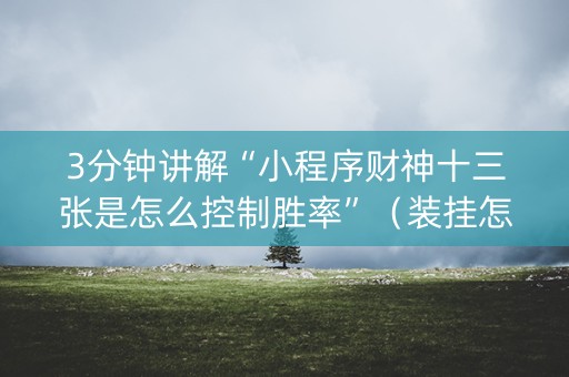 3分钟讲解“小程序财神十三张是怎么控制胜率”（装挂怎么安装)
