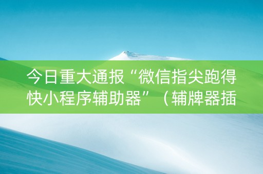 今日重大通报“微信指尖跑得快小程序辅助器”（辅牌器插件购买)