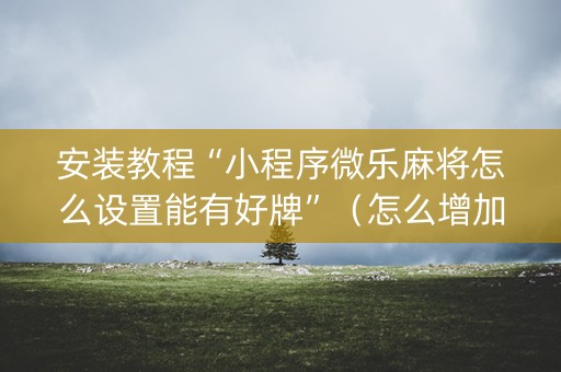 安装教程“小程序微乐麻将怎么设置能有好牌”（怎么增加胜率)