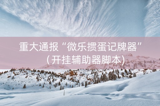 重大通报“微乐掼蛋记牌器”（开挂辅助器脚本)