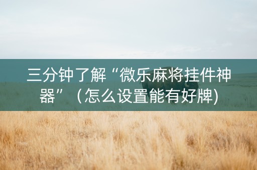 三分钟了解“微乐麻将挂件神器”（怎么设置能有好牌)