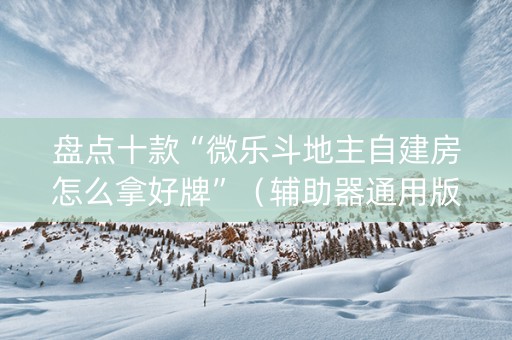 盘点十款“微乐斗地主自建房怎么拿好牌”（辅助器通用版)