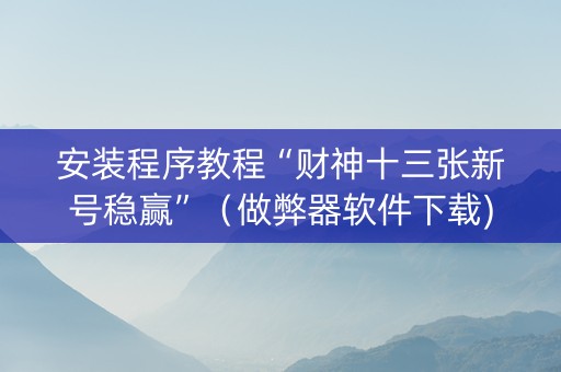 安装程序教程“财神十三张新号稳赢”（做弊器软件下载)
